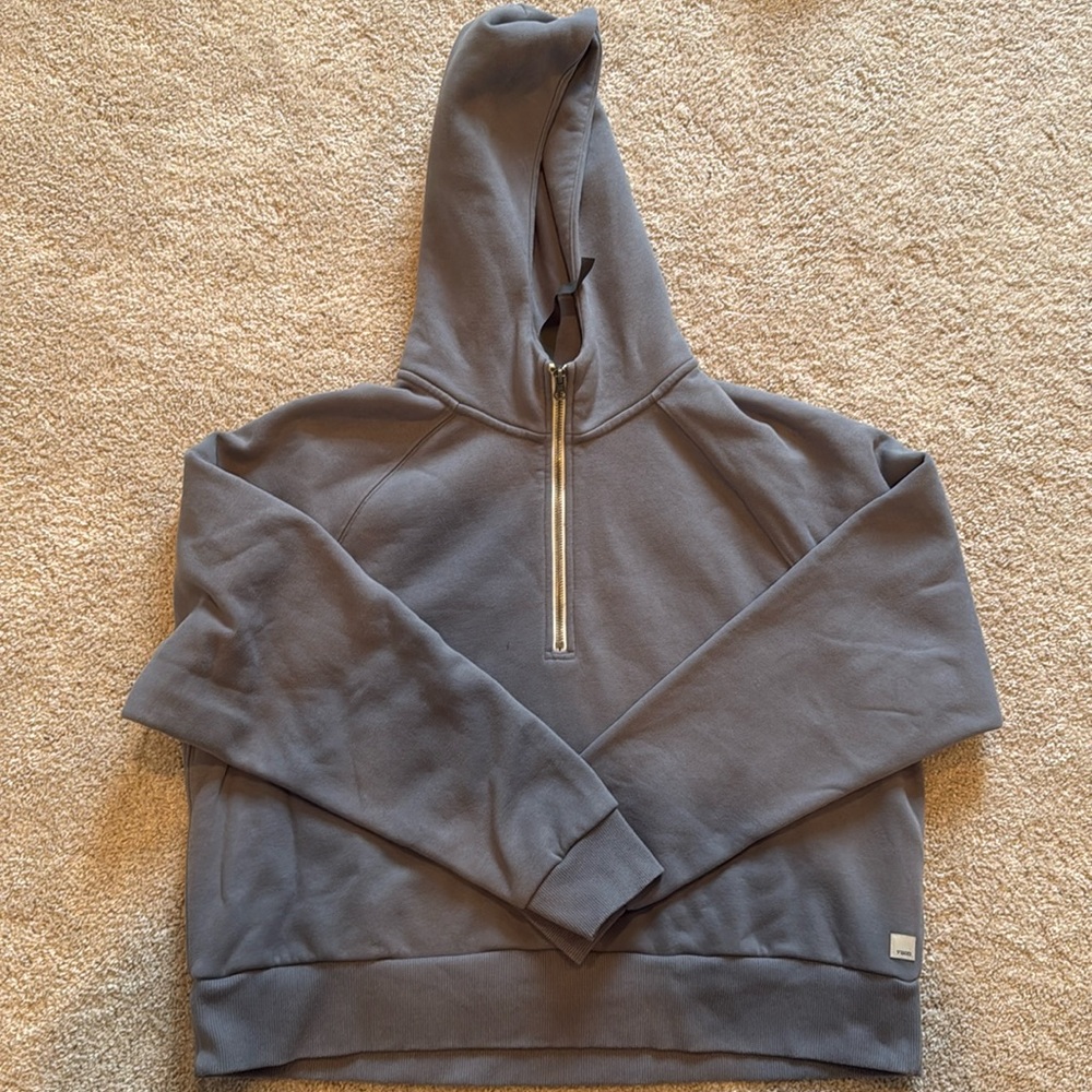 Vuori Restore Half Zip Hoodie in Clove. Size XL.